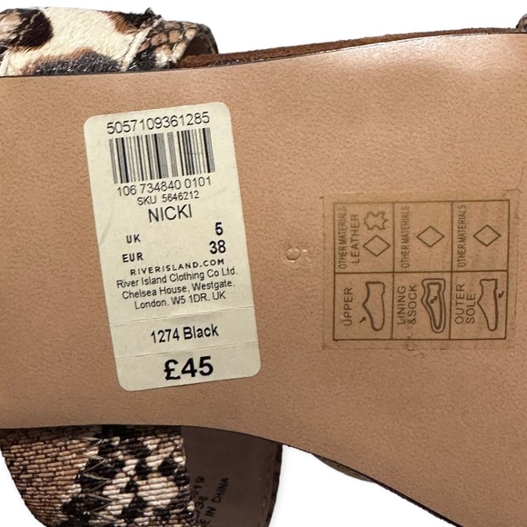 RIVER ISLAND “Nicki” Ring Flat Sandals, Size 7 - Picture 8 of 8